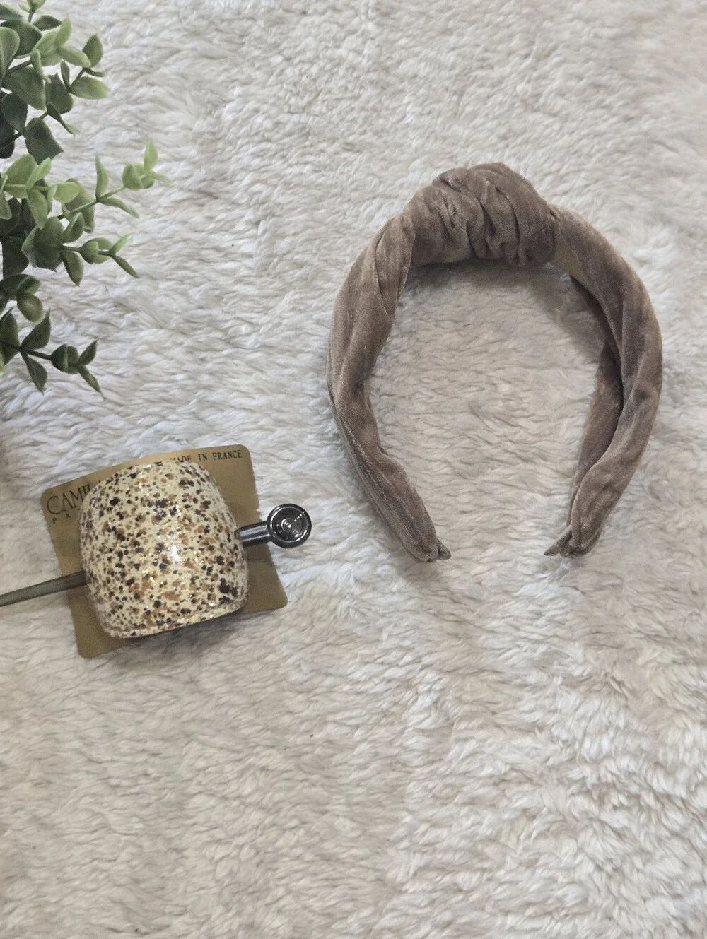 Camila Paris French Hair Slide Cage with Stick and Taupe Headband Bundle